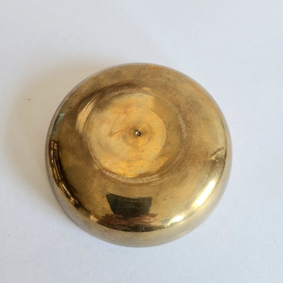 Vintage solid brass round jewelry/storage box with enamel birds/ducks design. - Picture 5 of 8